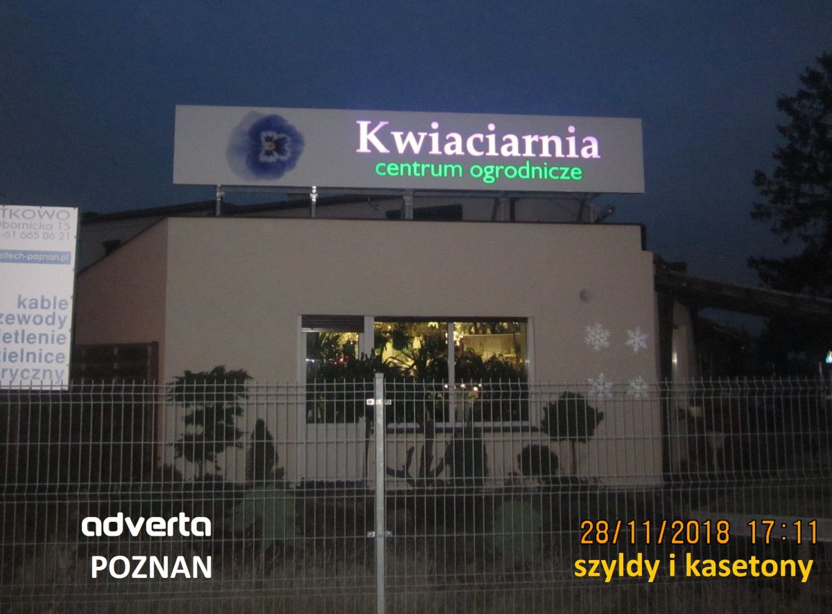 Szyldy - kaseton świetlny - sklep - kwiaciarnia Poznań.